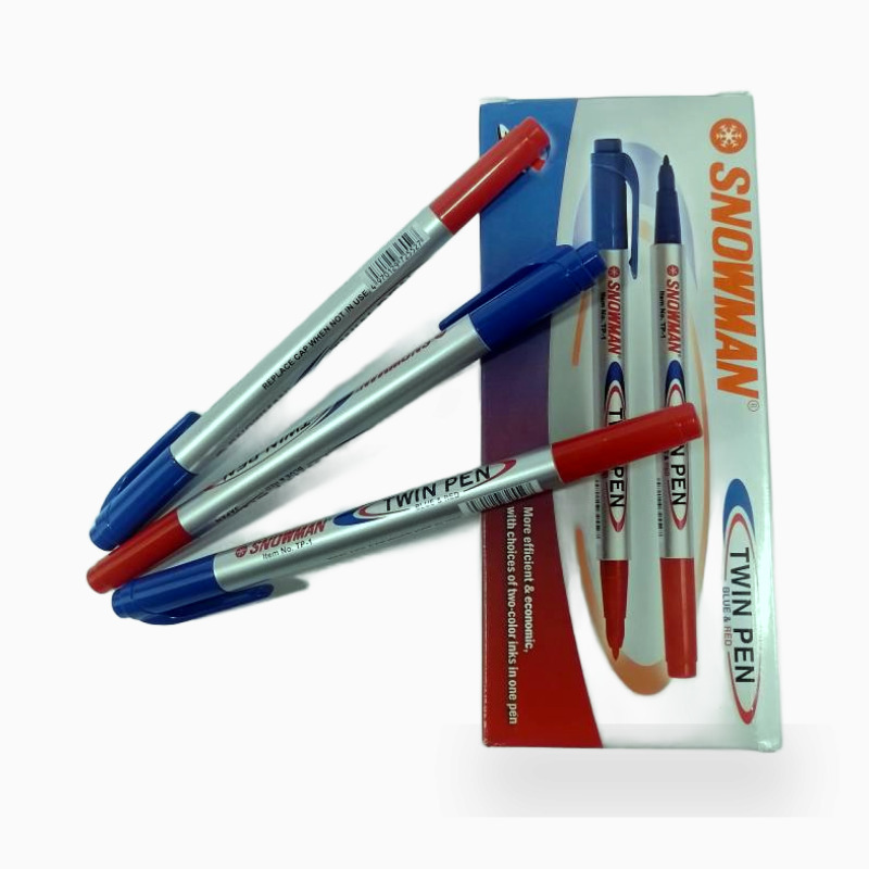 Twin Pen Snowman Merah & Biru