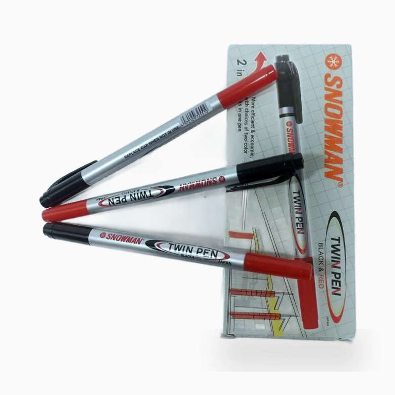 Twin Pen Snowman Hitam & Merah